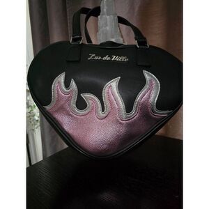 Lux de Ville Pink and Silver Metallic Flame Heart Purse